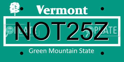 NOT25Z Vermont License Plate