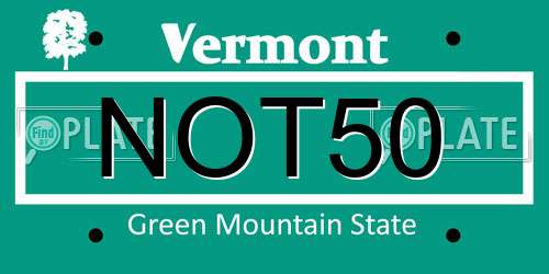 NOT50 Vermont License Plate
