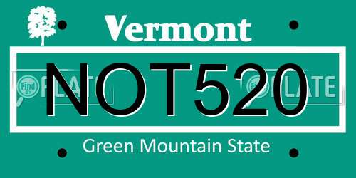 NOT520 Vermont License Plate