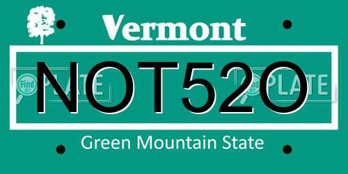 NOT52O Vermont License Plate