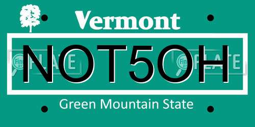 NOT5OH Vermont License Plate