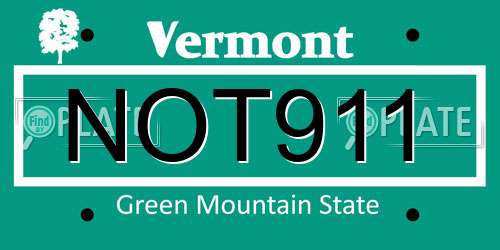 NOT911 Vermont License Plate