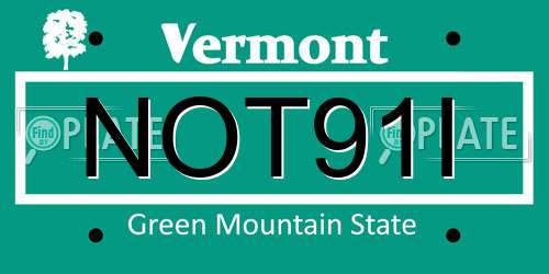 NOT91I Vermont License Plate