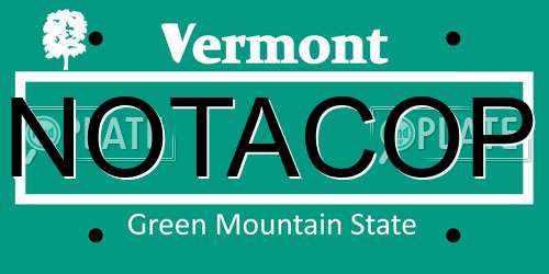 NOTACOP Vermont License Plate