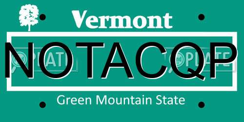 NOTACQP Vermont License Plate