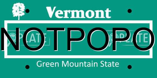 NOTPOPO Vermont License Plate