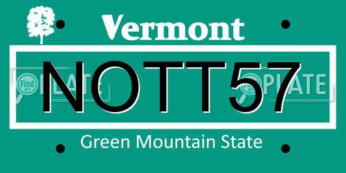 NOTT57 Vermont License Plate