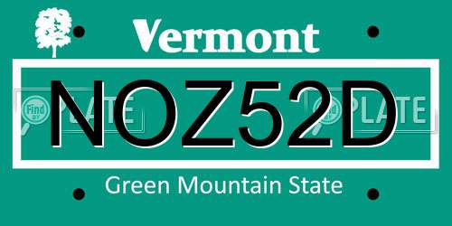 NOZ52D Vermont License Plate