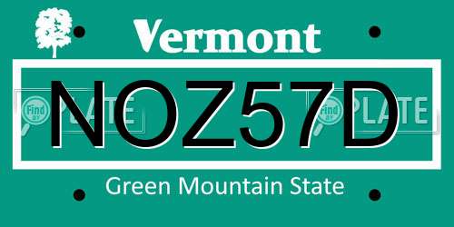 NOZ57D Vermont License Plate