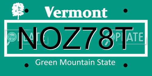 NOZ78T Vermont License Plate