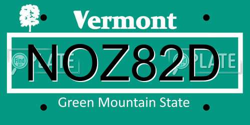 NOZ82D Vermont License Plate