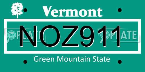 NOZ911 Vermont License Plate