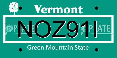 NOZ91I Vermont License Plate
