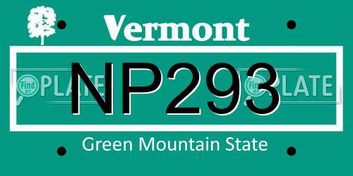 NP293 Vermont License Plate
