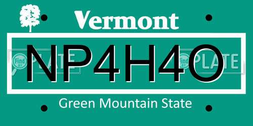 NP4H4O Vermont License Plate