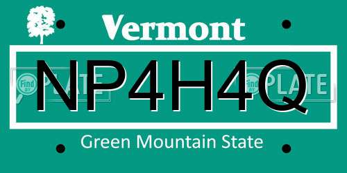 NP4H4Q Vermont License Plate
