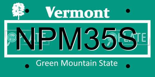 NPM35S Vermont License Plate
