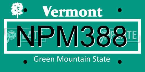NPM388 Vermont License Plate
