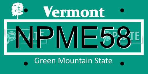NPME58 Vermont License Plate