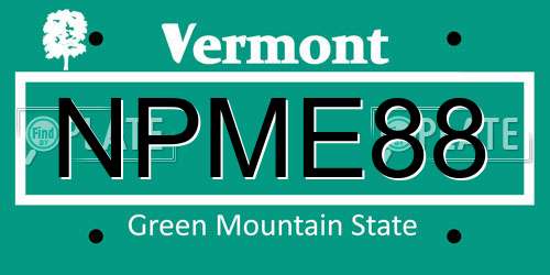 NPME88 Vermont License Plate
