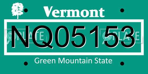NQ05153 Vermont License Plate