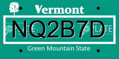 NQ2B7D Vermont License Plate