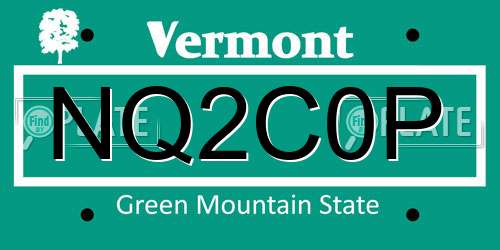 NQ2C0P Vermont License Plate