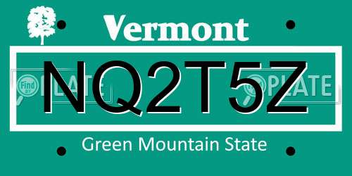 NQ2T5Z Vermont License Plate