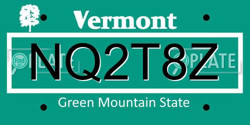 NQ2T8Z Vermont License Plate