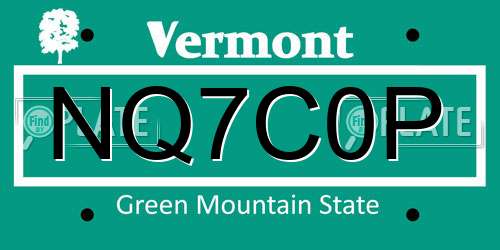 NQ7C0P Vermont License Plate