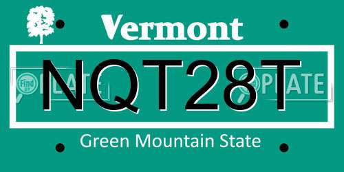 NQT28T Vermont License Plate