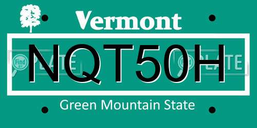 NQT50H Vermont License Plate