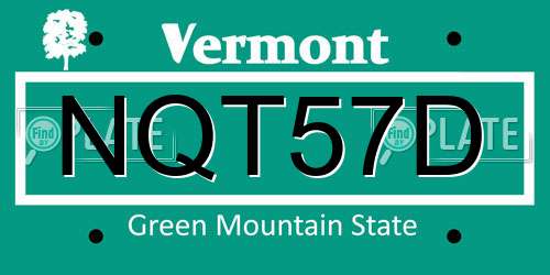 NQT57D Vermont License Plate
