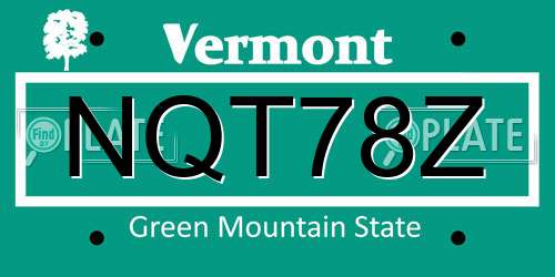 NQT78Z Vermont License Plate