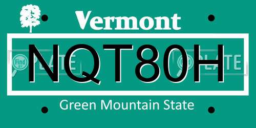NQT80H Vermont License Plate