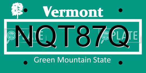 NQT87Q Vermont License Plate