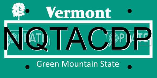 NQTACDP Vermont License Plate