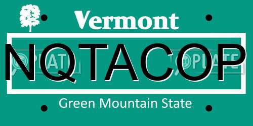 NQTACOP Vermont License Plate