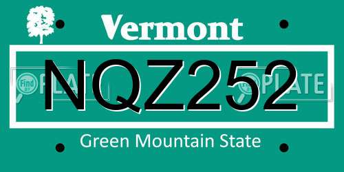 NQZ252 Vermont License Plate