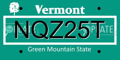 NQZ25T Vermont License Plate