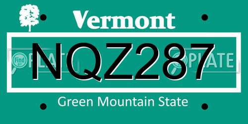 NQZ287 Vermont License Plate