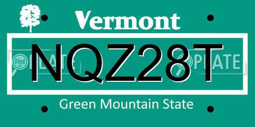 NQZ28T Vermont License Plate