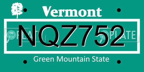 NQZ752 Vermont License Plate