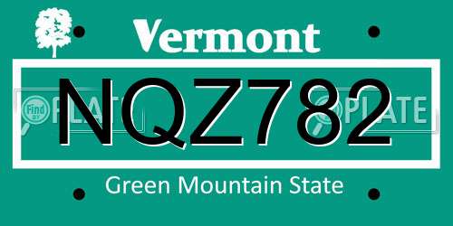 NQZ782 Vermont License Plate