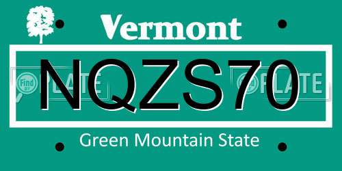 NQZS70 Vermont License Plate