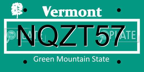 NQZT57 Vermont License Plate