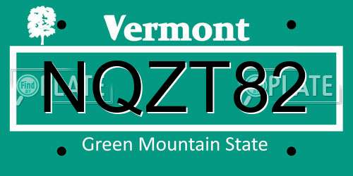 NQZT82 Vermont License Plate
