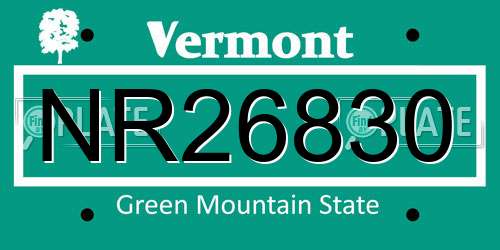 NR26830 Vermont License Plate