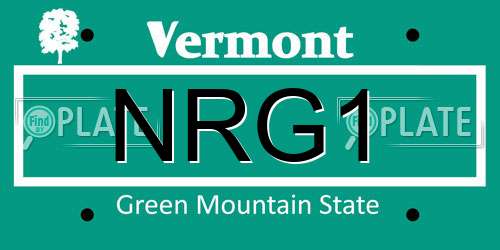 NRG1 Vermont License Plate