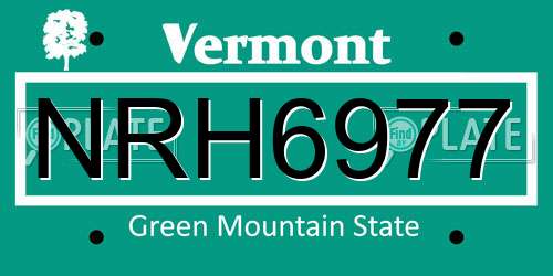 NRH6977 Vermont License Plate